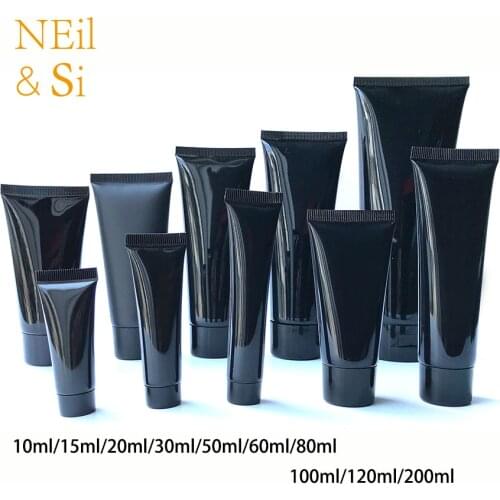 10ml 30g 50ml 60ml 80g 100ml 200ml Black Plastic Soft Bottle Cosmetic Facial Cleanser Cream Squeeze Tube Empty Lotion Containers