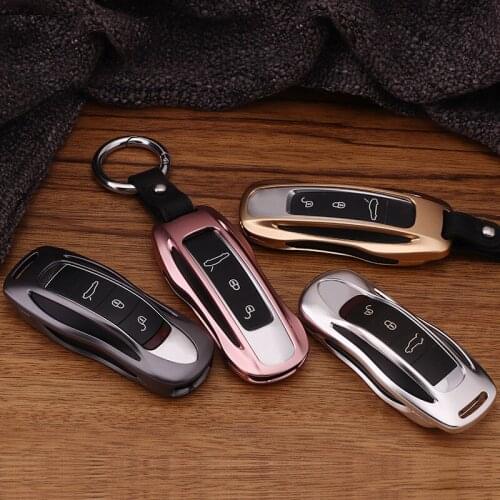 Aluminum Alloy Luxury Car Key Case Cover Key Holder Shell Protector Bag Sliver Black For Porsche Panamera Cayenne Macan 911 918