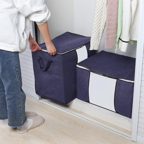 Large Capacity Folding Under Bed Quilt Blanket Home Clothes Storage Bag Durable Dustproof Zipper Closure Organizer With Handle