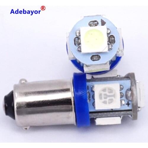 10X T11 BA9S 5 SMD 5050 LED Light bulbs 5SMD T4W 1445 Q65B H6W 182 53 57 Car Indicators Light Interior Bulb Wedge Lamp 7color