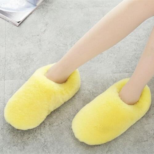 Ladies Home Floor Winter Wool Slippers Slip On Home Slippers Natural Fur Women Indoor Slippers Female Warm Casual Flats Shoes