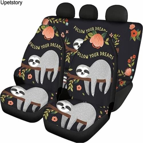 Upetstory Cute Cartoon Sloth Print Comfortable Front and Back Vehicle Seat Covers Heavy-Duty Car Protector Car Seat Cushion