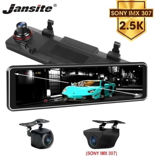 Jansite 10.88 Inch Dash Cam 2.5K Touch Screen Car DVR stream media Camera Timelapse video GPS Track playback Backup Night camera