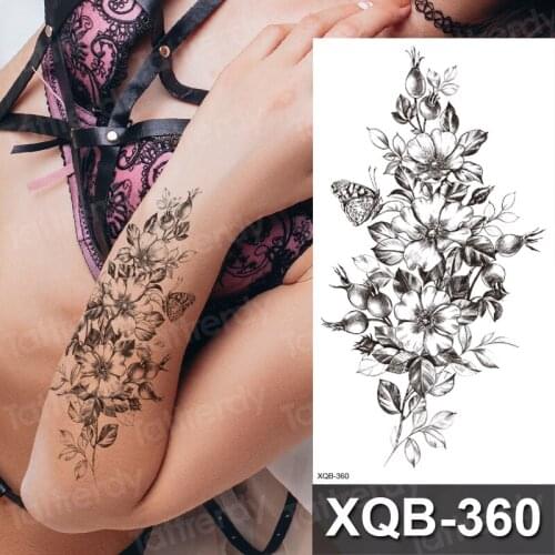 Temporary tattoo rose flower peony butterfly waterproof black henna tatoo fake sexy anime lion king head tattoos for women men
