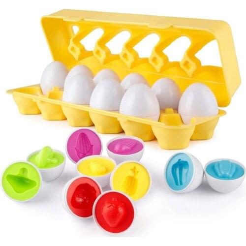 FBIL-Matching Egg Easter Toys for Toddler Color & Shape Recognition Skill Sorter Learn Fruits Educational Toy