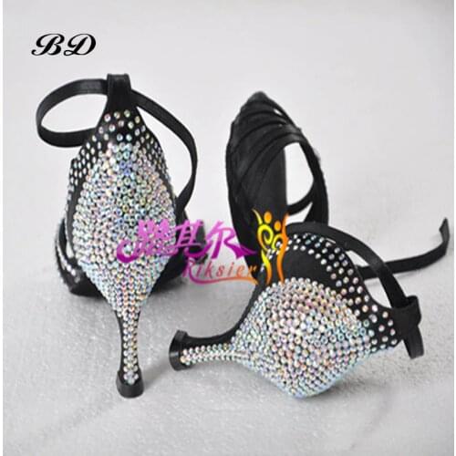 Woman shoes Standard Dance Shoes Brand Party Ballroom Latin Shoe Girl Sports Diamond Brown High Quality Dancing Discount BD217
