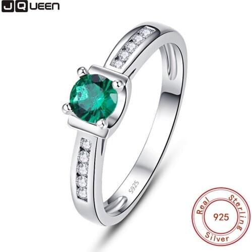 JQUEEN Green Color CZ Ring Personality Geometry Crystal Finger Ring For Women Wedding Jewerly