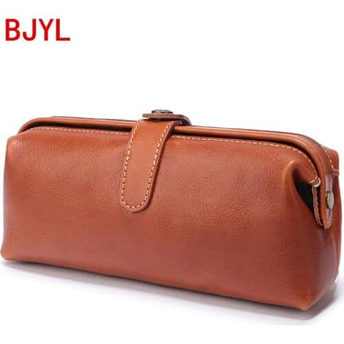 2021 New Genuine Leather Women Clutch Bag Female Leather Retro Handmade Large-capacity Shell Bag Mobile Phone Bag Key Coin Purse