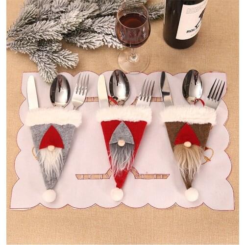 3pcs Christmas Tableware Holder Knife Fork Cutlery Christmas Decorations for Home Party Decor for Home Table Gift Drop Shipping