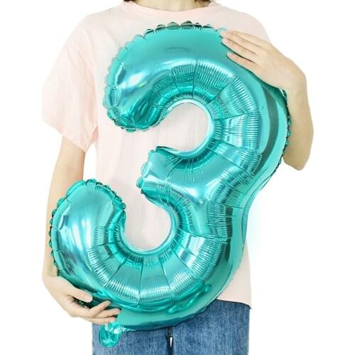 32inch Tiffany Blue 1 2 3 4 5 6 7 8 9 0 Number Foil Balloon Adult Child Happy Birthday Decoration Wedding Balloon Globos