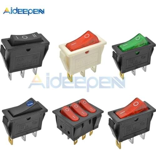 5PCS KCD3 Rocker Switch 15A/16A/20A 125V/250V ON-OFF ON-OFF-ON 2 Position 3 Position 2Pin 3Pin Electrical Equipment Power Switch