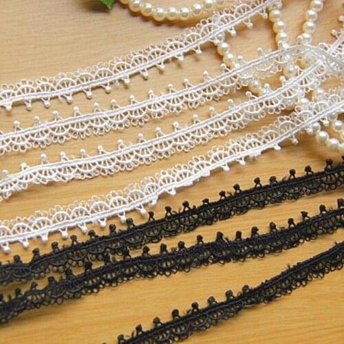 5 Yds Polyester Embroidery Lace Guipure Lace White And Black Scalloped Lace Sewing Garment Accessories 1.2cm