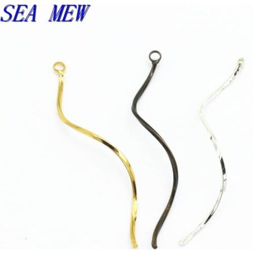 50 PCS 1*50mm Metal Copper 7 Colors Plated Curvy Long Pendant Connectors DIY Earrings Jewelry Accessories