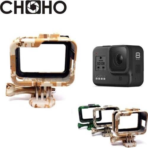 For Gopro 8 Accessories Frame Case Army Green Shell Protector Housing Color + Lone Screw Base Mount For Go Pro Hero 8 Black New