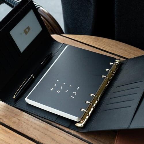 A5 Light luxury office Business High-grade Meeting Loose Leaf Binder Spiral Notebook 6 Hole Metal buckle Diary planner Agenda