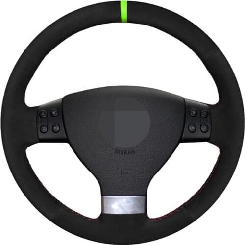 Car Steering Wheel Cover DIY Black Suede For Volkswagen Golf 5 2005-2009 Passat B6 Jetta 3 Tiguan Touran 2008 2009 2010