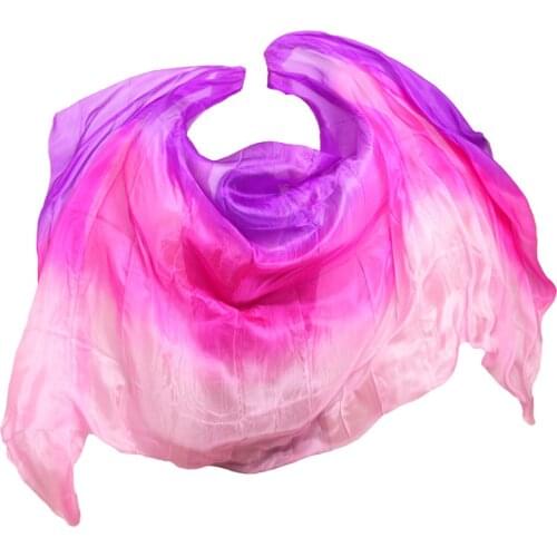 100% silk high quality dance veils handmade dyed silk belly dancing veil pink+rose+purple 250/270*114 cm dance accessories veils