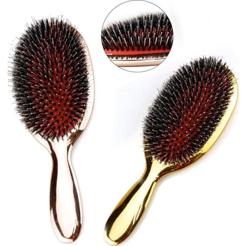 Boar Bristle Hair Brush Beauty Hairdresser Massage Comb Salon Hairdressing Styling Tools Smooth Plating Curly Detangler Brush