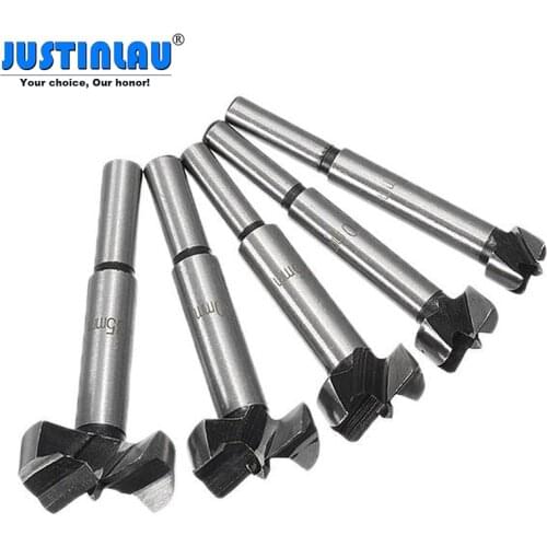 JUSTINLAU 5Pcs 15-35mm Forstner Drill Bits Set Hinge Hole Cutters Wood Working Hole Saw Cutters