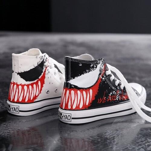 Men Graffiti High Top Casual Canvas Shoes Male Sport Skate Sneakers Hand-painted Hip Hop Tennis Trainers Trend Vulcanize Shoes