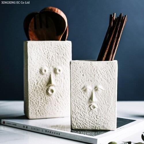 Ceramic Chopstick Holder Home Multifunctional Storage Nordic Desktop Kitchen Creative Face Expression Decoration Chopstick Holde