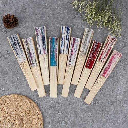Chinese Japanese Style Silk Fan Folding Fan Wedding Art Gifts Dance Hand Fan Vintage Bamboo Folding Hand Held Flower Fans