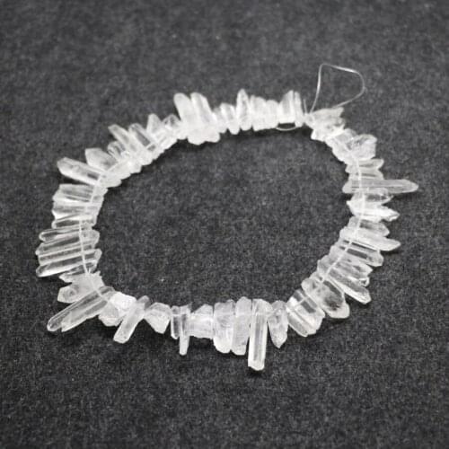 Approx 56pcs/strand Raw White Crystal Quartz Top Drilled Point Pendants ,Rock Quartz Crystal Graduated Jewelry Making Beads