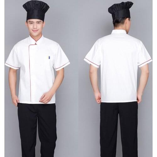 Chef Jacket Food Service Short Sleeve Hotel Kitchen Unisex Uniform Suit