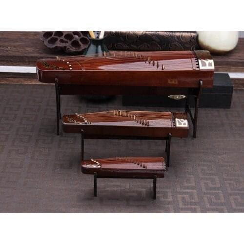 Miniature Guzheng Model Replica with Stand and Case Mini Zither Mini Musical Instrument Ornaments Chinese Traditional Gifts