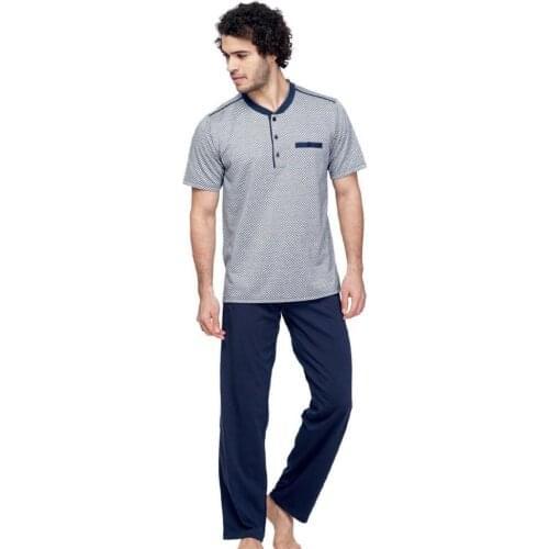 Double Tiger 8617 Short Sleeve Cotton Mens Pajamas Set