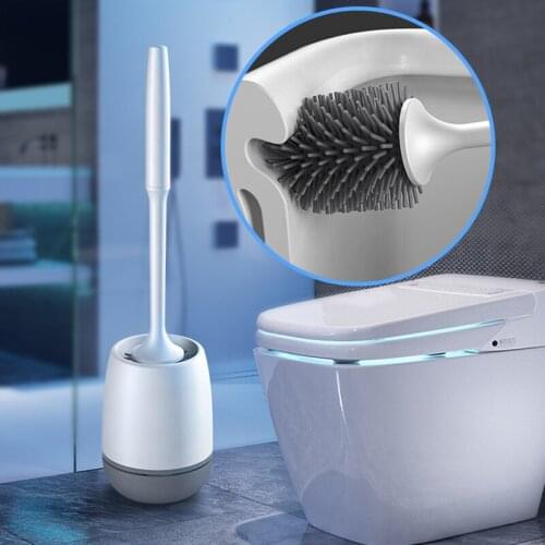 Soft Silicone Toilet Brush Wall Mounted Flexible Bristles Brush Quick Drain Cleaning Brush Bathroom WC Household Clean Accessory