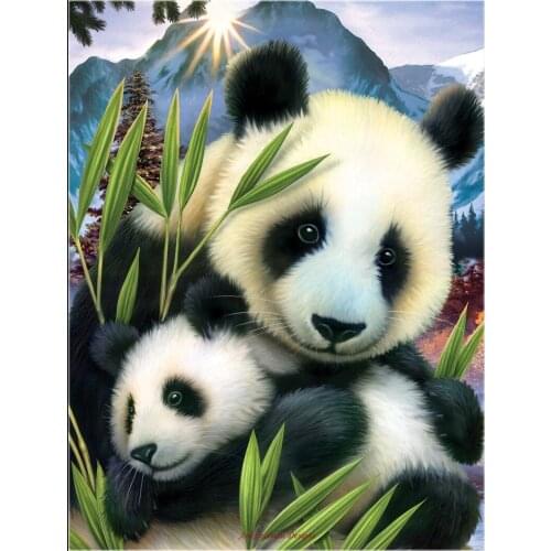 Full Embroidery Counted Cross Stitch Kits Needlework - Crafts 14 ct Aida DIY Arts Handmade Decor Oil painting - Panda and Cub
