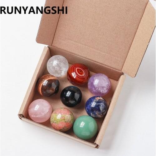 Natural Quartz 9 Color Energy Crystal Ball Rose Quartz Crystal Healing Gem Stone Ball for Holiday And Birthday Gift