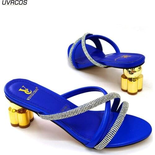 Latest Fashion Wedding Shoes for Women Bride Low Heels Nigerian Women Party Shoes Decorated with Rhinestone Open Toe Shoes