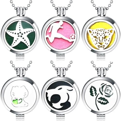 New Aromatherapy Diffuser Necklace Open Essential Oil Perfume Locket Play Football Stainless Steel Pendant Women Simple Jewelry
