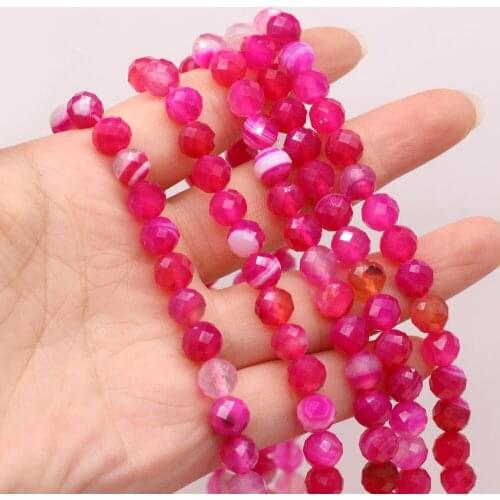New Style Natural Stone Beads Section Rose Rose Stripe Agates Loose Bead 8 MM For Jewelry Making DIY Necklace Earrings Accessory