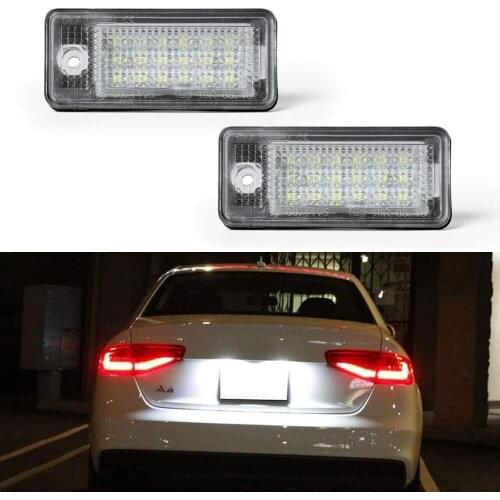 License Tag Lights,2pcs Xenon White LED Car License Number Plate Lamps For Audi A3 S3 A4 S4 A5 A6 S6 A8 S8 Q7 RS4