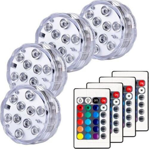 IP68 Waterproof Multi Color Submersible LED Lights Underwater Night Lamp Tea Light Vase Bowl Party Wedding Christmas Decoration