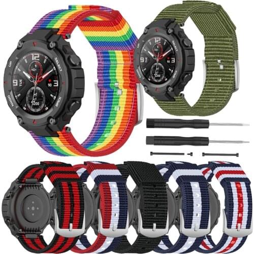 Nylon Wrist Strap for Huami Amazfit Ares A1908 Smart watch Band Canvas Woven Watchband for Amazfit T-Rex TRex A1918 Wristband