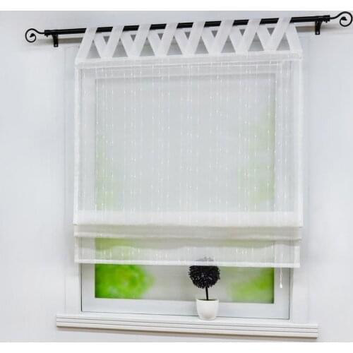 Roman Curtains Pure White Raindrops Polyester Windows Sheer Tulle Drapes for Kitchen Home Decoration 1PCS