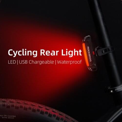 ROCKBROS Waterproof Bicycle Light LED USB Rechargeable Bike Taillight Cycling Safety Back Light Warning Saddle Bike Rear Light
