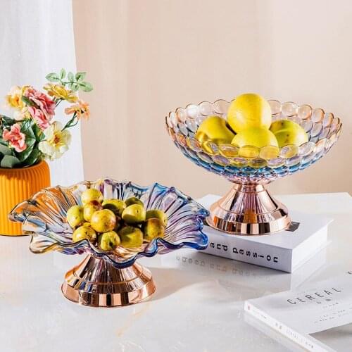 Luxury creative North European style acrylic fruit plate model room net black tea table storage decoration snack tray ornaments
