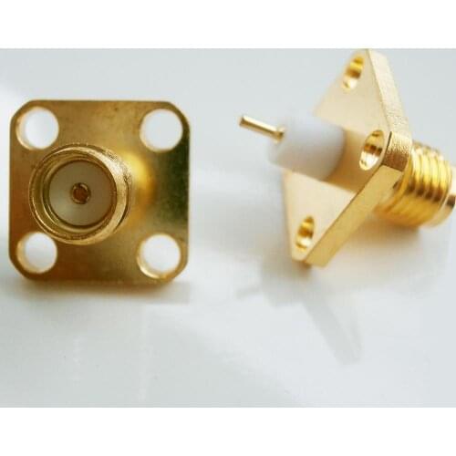 10X Pcs High-quality RF Connector SMA Female plug With 4 Hole Flange Chassis Panel Mount deck Solder Copper Pin 3mm PTFE 4mm