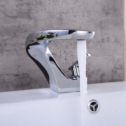 Basin Water Faucet Curved Serpentine Personalized Brass Hot Cold Mixed Water