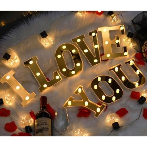 LED Luminous Letter Light Battery Powered Alphabet Lamp Night Light For Wedding Birthday Holiday Romantic Party Decor Lighting