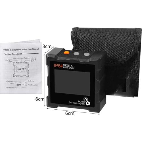 IP54 Angle Finder 4x90 Degrees Measuring Tool 4 Sides Magnetic Protractor LCD Digital Angle Gauge For Woodworking