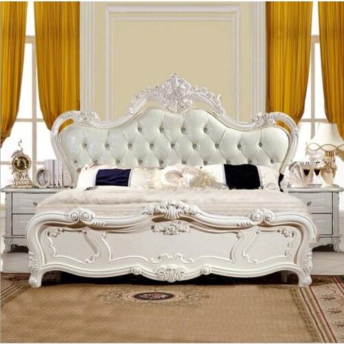 High quality bed 2 people Fashion European French Carved bedside 1.8 m bed 44
