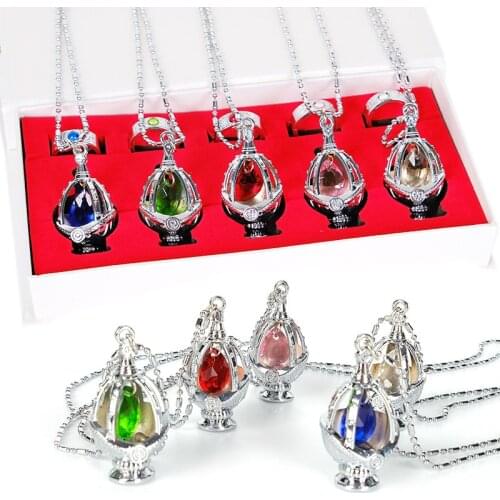 Puella Magi Madoka Magica Jewelry Soul Gem Necklace Ring Pendant Charlotte Kaname Homura Tomoe Set Cosplay Collection Gift