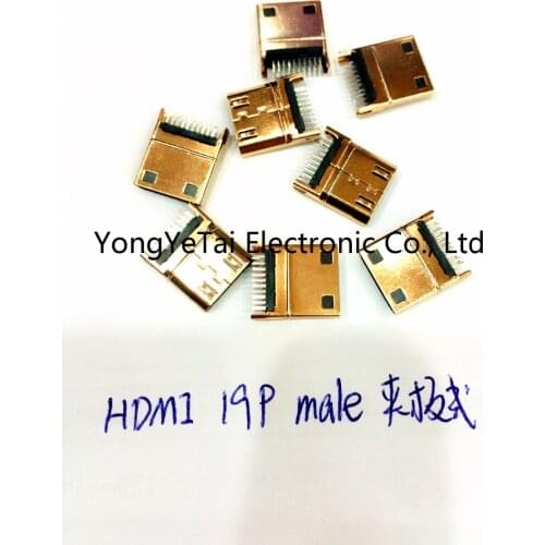 YYT 10PCS male connector HDMI socket HDMI HDTV data interface 19PIN spacer type mini USB