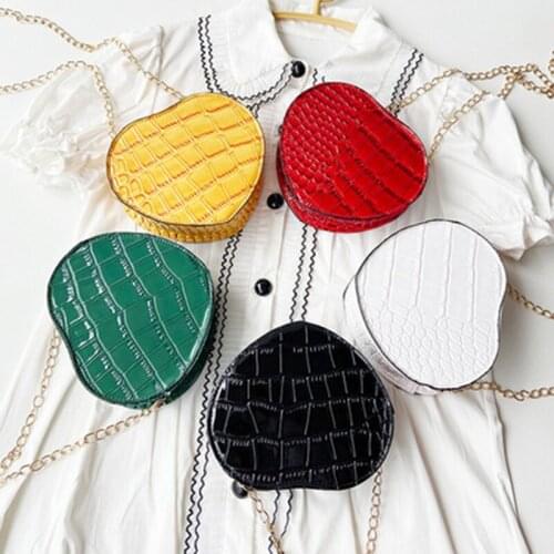 Womens Bags PU Crocodile Pattern Cute Heart Shape Zipper Shoulder Bags Candy Colors Girls Mini Crossbody Bags Fashion